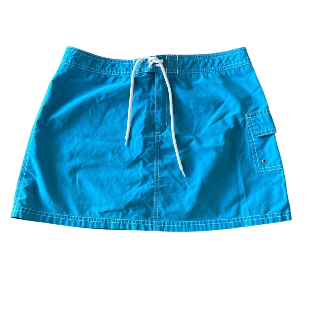 HYP Womens Y2K Board Skirt Cargo Pocket Drawstring Medium Blue Mini Surf Beach